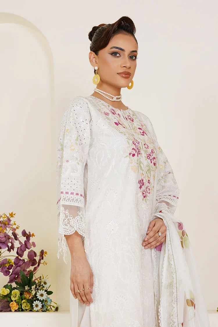 Picture of Threads & Weaves - Embroidered Lawn 3 Piece Suit - White - Available at Raja Sahib