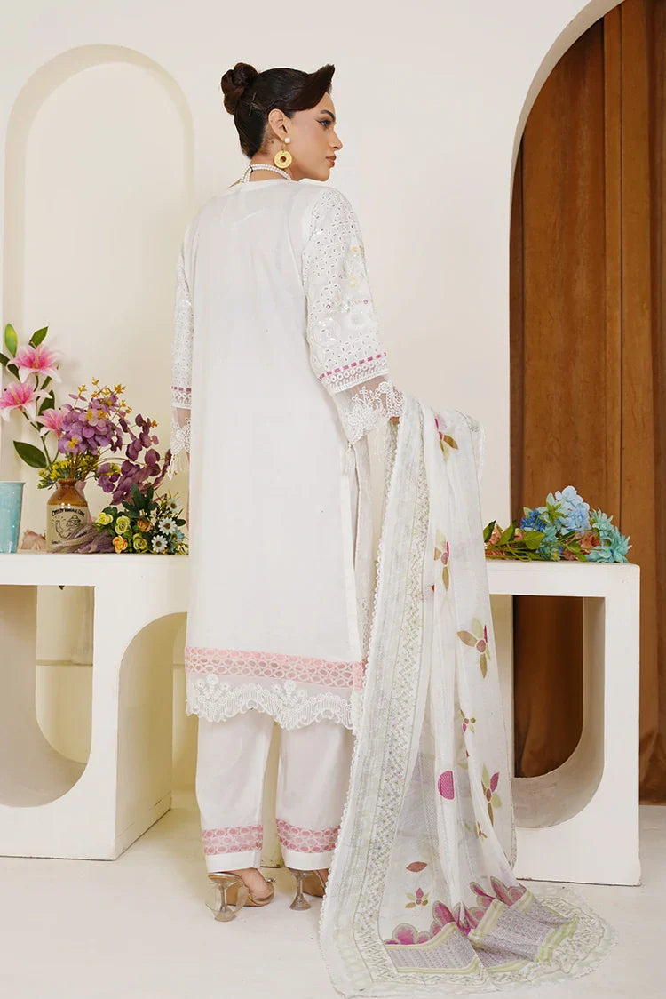 Picture of Threads & Weaves - Embroidered Lawn 3 Piece Suit - White - Available at Raja Sahib