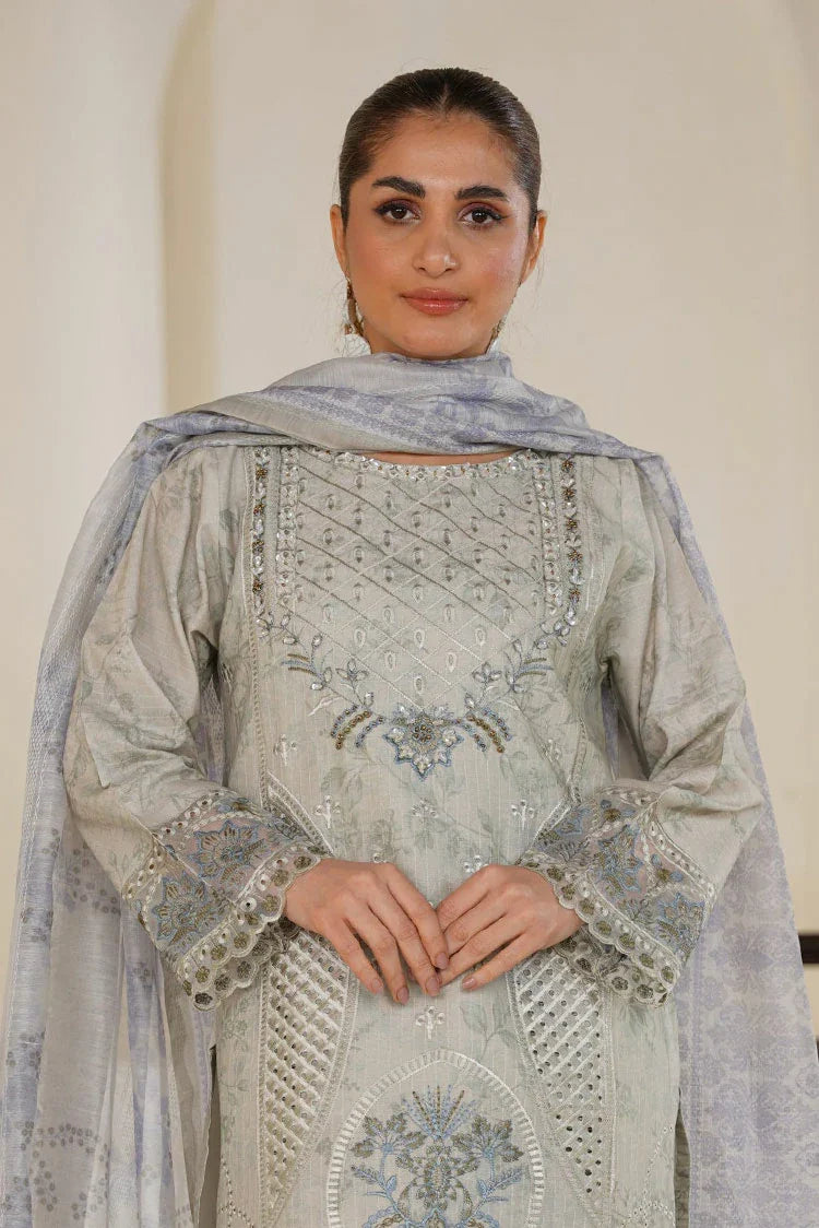 Picture of Threads & Weaves - 3 Piece - Light Sage Grey - Available at Raja Sahib