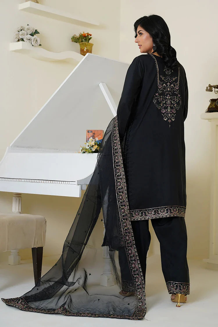 Picture of Threads & Weaves - Embroidered Viscose 3-Piece Suit - Classic Black - Available at Raja Sahib