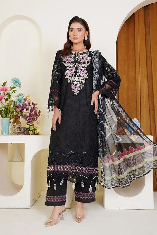 Picture of Threads & Weaves - Embroidered Viscose 3-Piece Suit - Black - Available at Raja Sahib