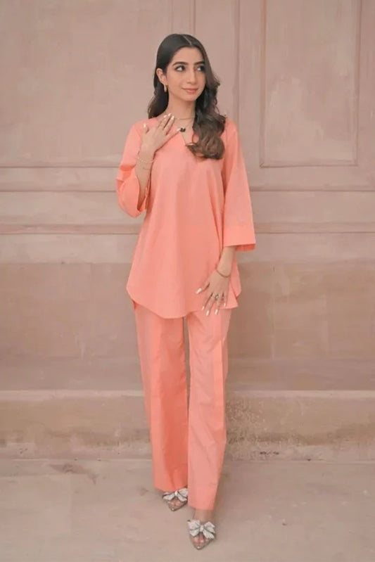 Picture of Zauk - Summer Basics - 2 Piece - Peach - Available at Raja Sahib