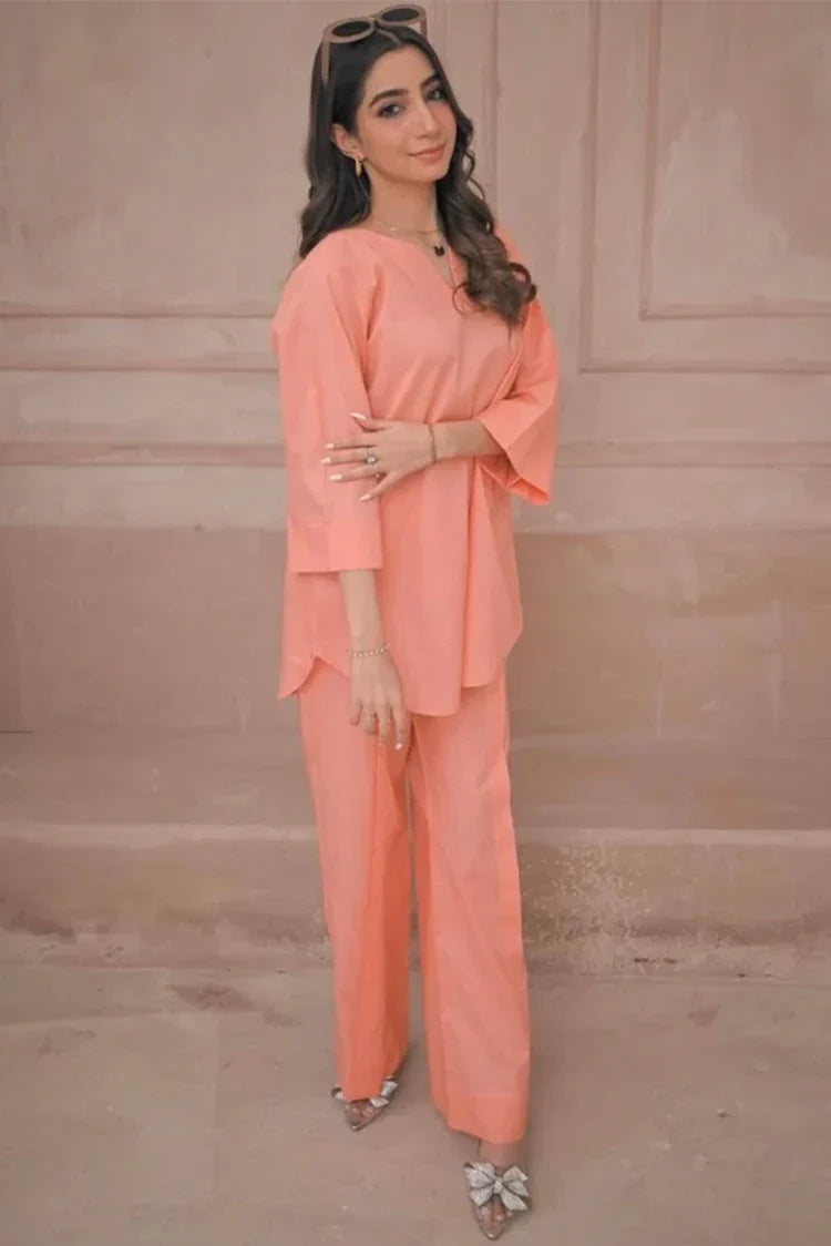 Picture of Zauk - Summer Basics - 2 Piece - Peach - Available at Raja Sahib