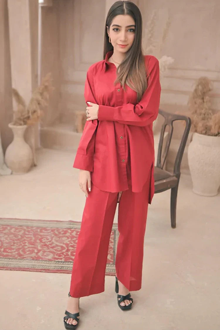 Picture of Zauk - Summer Basics - 2 Piece - Reddish Maroon - Available at Raja Sahib