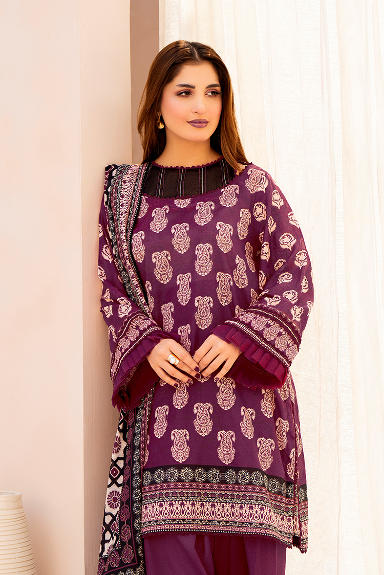Picture of 3-PC Unstitched Printed Lawn Suit - Available at Raja Sahib