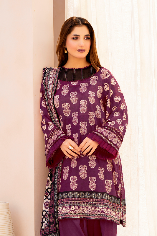 Picture of 3-PC Unstitched Printed Lawn Suit - Available at Raja Sahib
