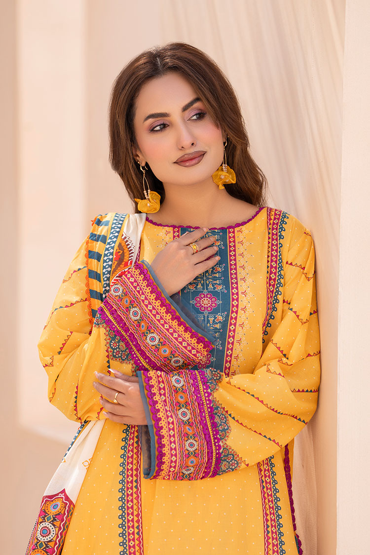 Picture of Ellena - 3-PC Unstitched Printed Lawn Suit - Available at Raja Sahib