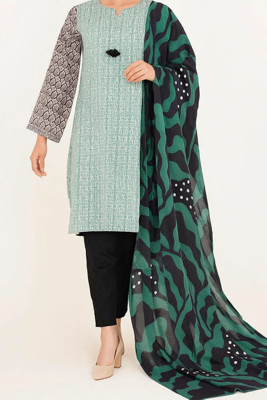 Picture of 6Teen - 3 Piece - Green Geometric Print - Available at Raja Sahib