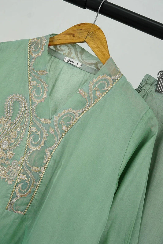 Picture of 6Teen - 3 Piece - Olive Oranza Embroidered Suit - Available at Raja Sahib