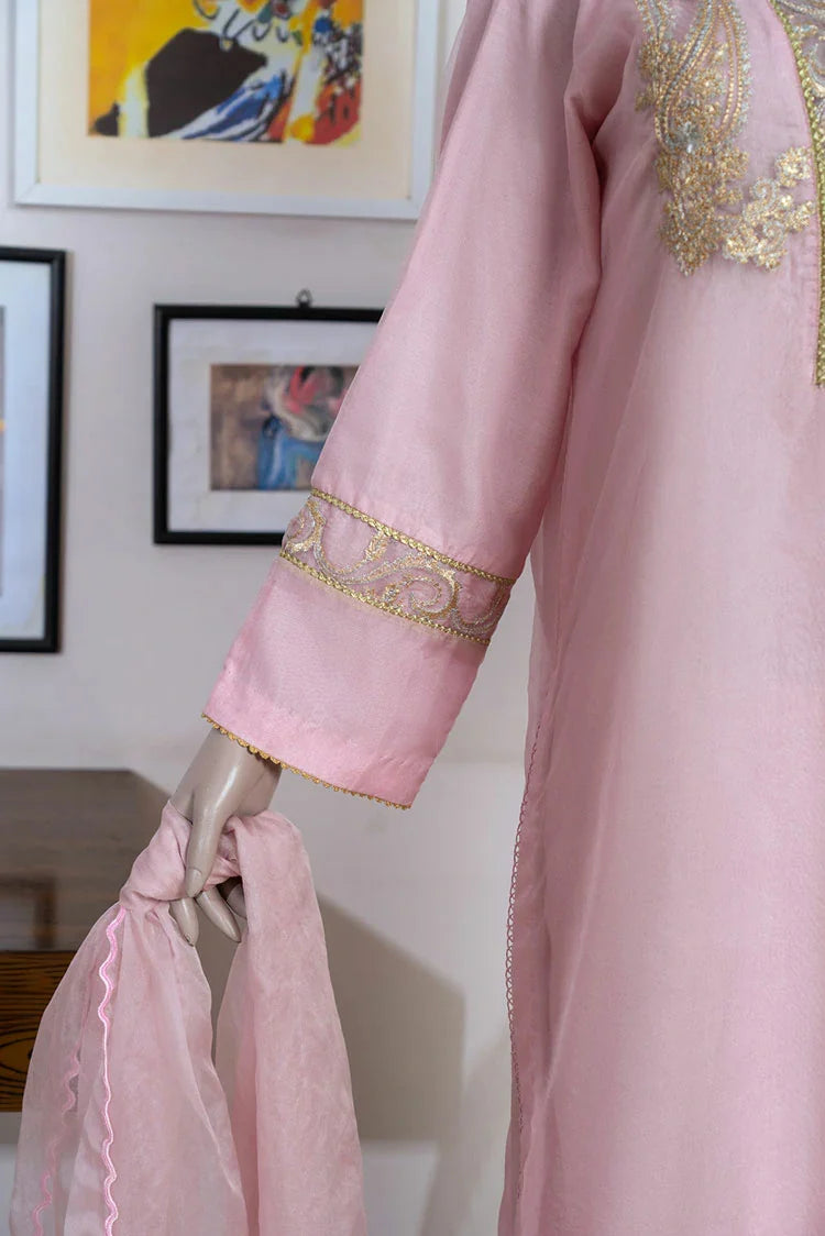 Picture of 6Teen - 3 Piece - Pink Oranza Embroidered Suit - Available at Raja Sahib