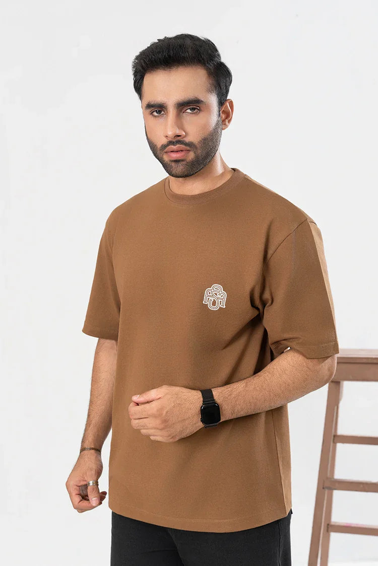Picture of SA Pret - Brown Oversized T Shirt - Available at Raja Sahib