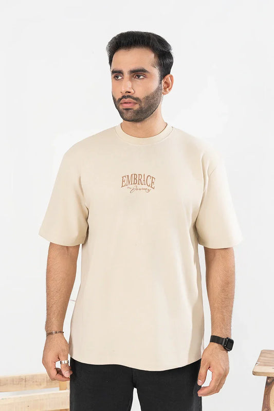 Picture of SA Pret - Cream Oversized T Shirt - Available at Raja Sahib
