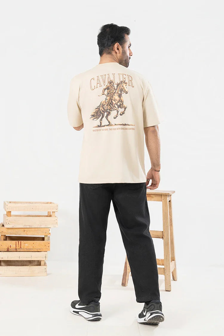 Picture of SA Pret - Cream Oversized T Shirt - Available at Raja Sahib