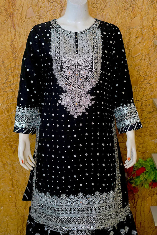 Picture of Saira Sultana - Lehanga Collection - Aleena - Black - Available at Raja Sahib