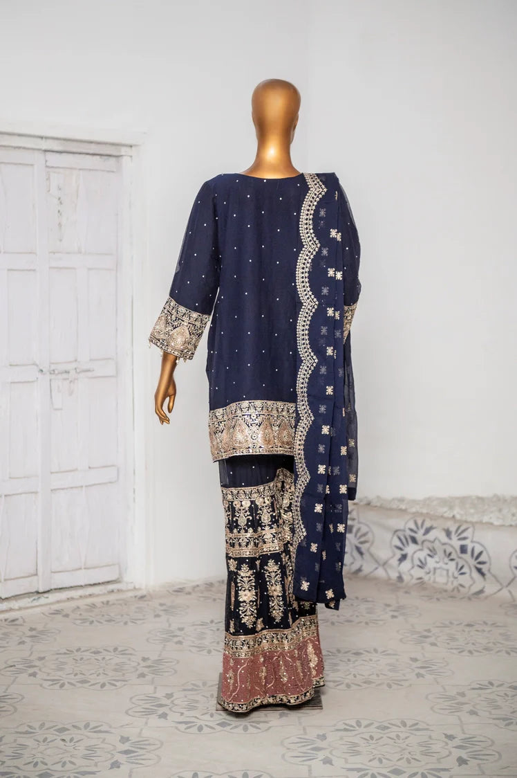 Picture of Saira Sultana - Gharara Collection - Haniya - Navy Blue - Available at Raja Sahib