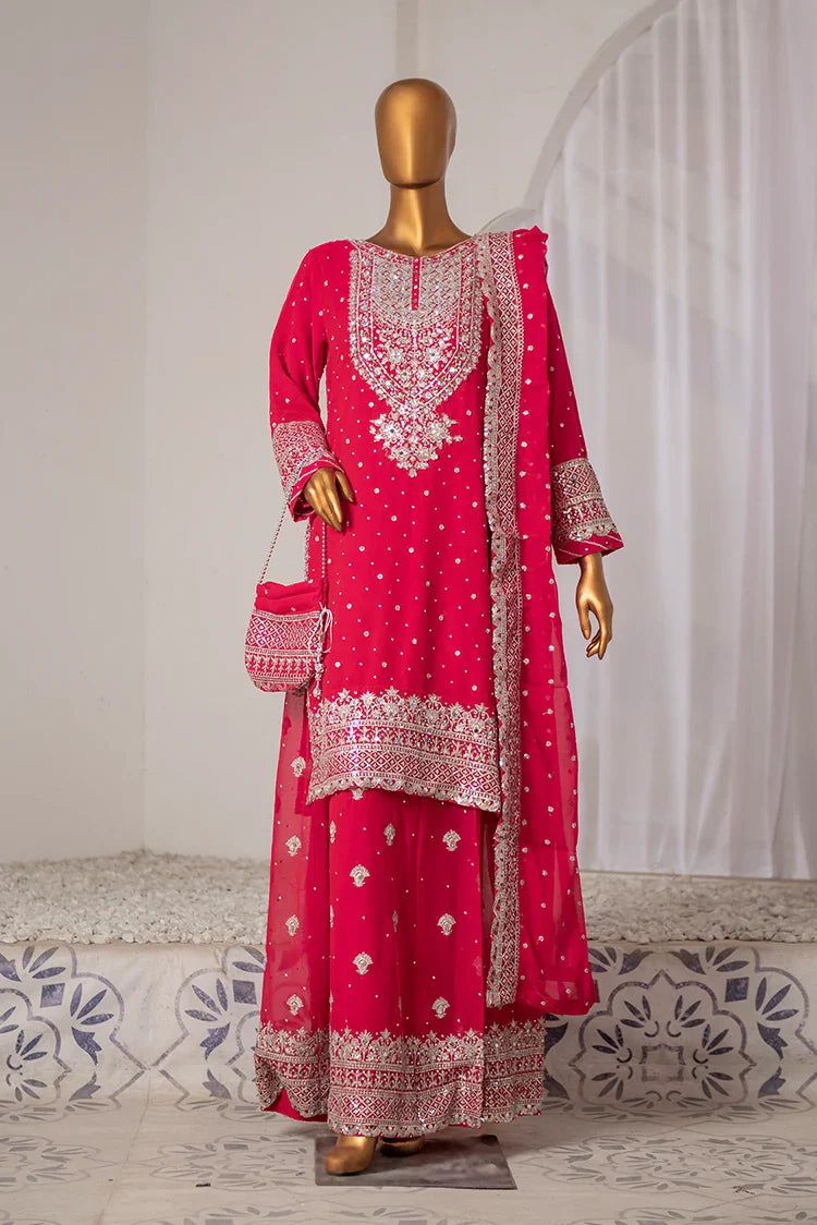 Picture of Saira Sultana - Long Shirt Plazo - Mah-Jabeen - Shocking Pink - Available at Raja Sahib