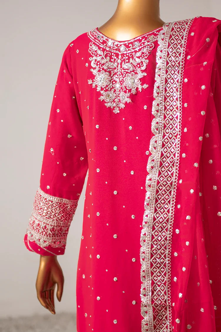 Picture of Saira Sultana - Long Shirt Plazo - Mah-Jabeen - Shocking Pink - Available at Raja Sahib