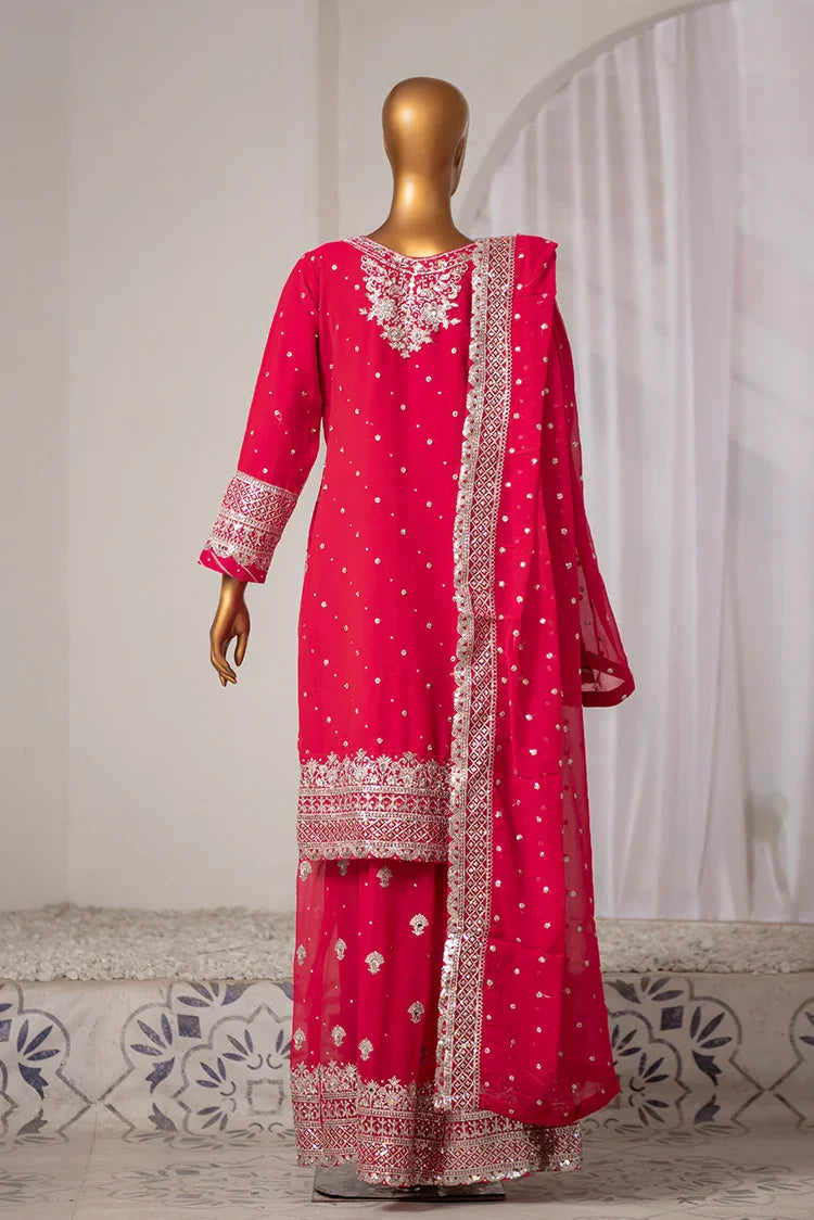 Picture of Saira Sultana - Long Shirt Plazo - Mah-Jabeen - Shocking Pink - Available at Raja Sahib