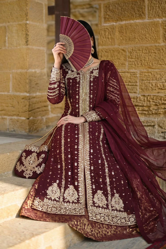Saira Sultana - Parizah - Mahroon - 4 Piece