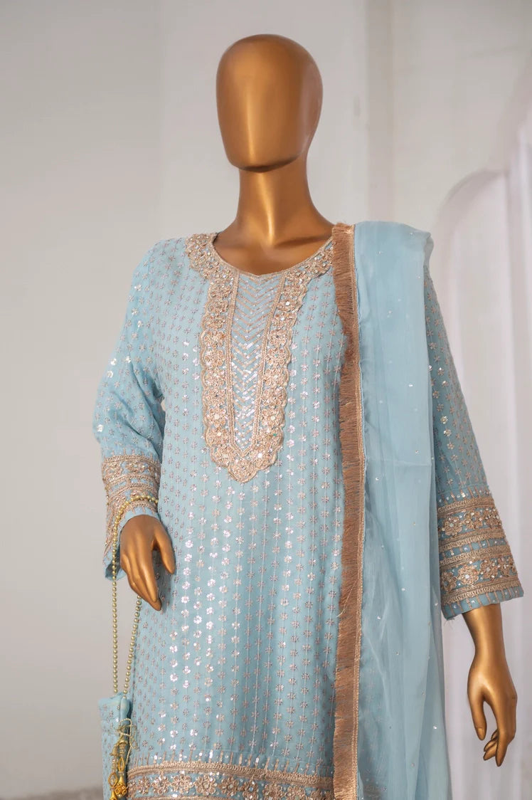 Picture of Saira Sultana - Gharara Collection - Roman - Ice Blue - Available at Raja Sahib