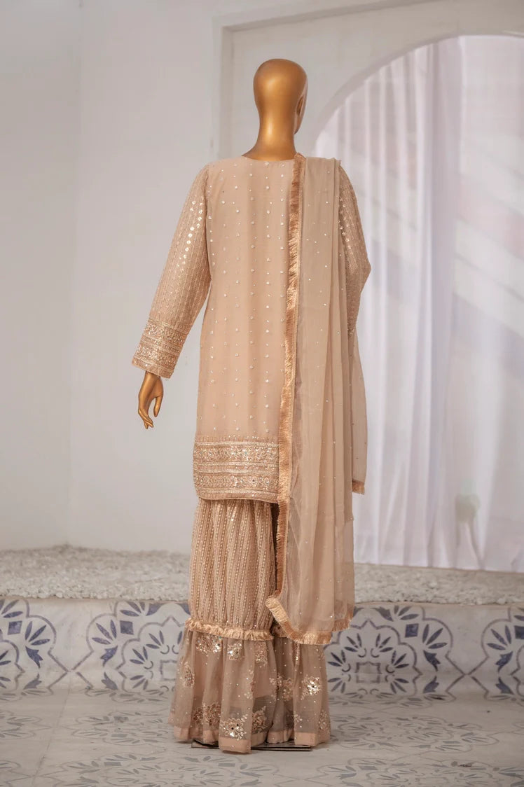 Picture of Saira Sultana - Gharara Collection - Roman - Sand - Available at Raja Sahib