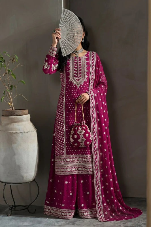 Saira Sultana - Saba - Cherry Pink - 4 Piece
