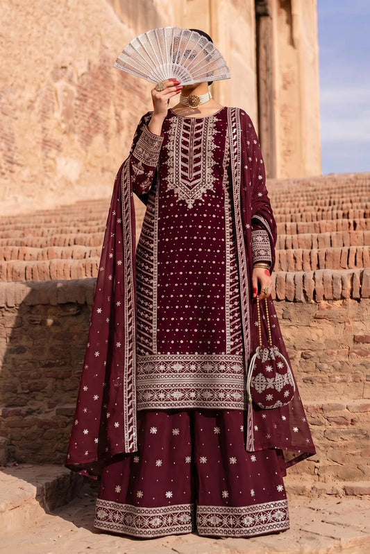 Saira Sultana - Saba - Maroon - 4 Piece