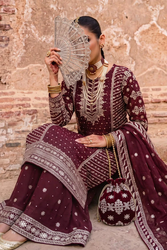 Saira Sultana - Saba - Maroon - 4 Piece