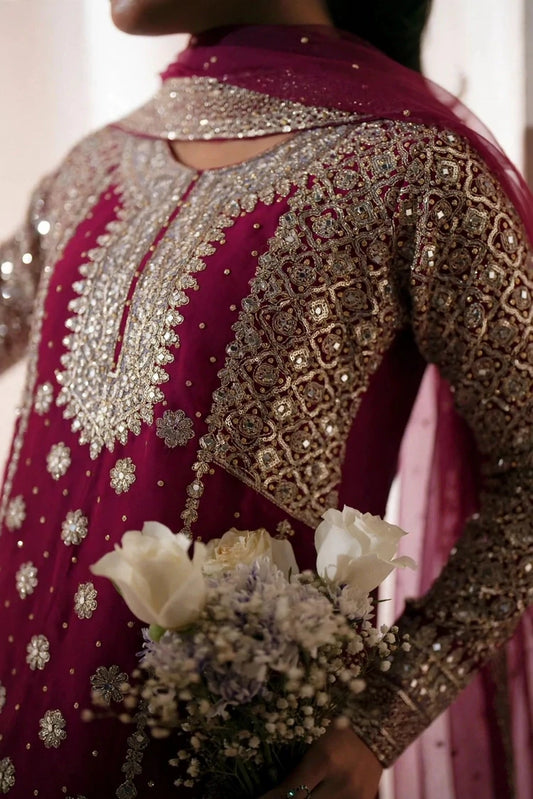 Saira Sultana - Zimal - Cherry Pink - 4 Piece