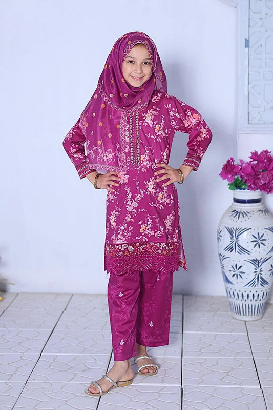 Suntex Fabrics - Printed Lawn Chikankari Embroidered Suit - 3 Piece