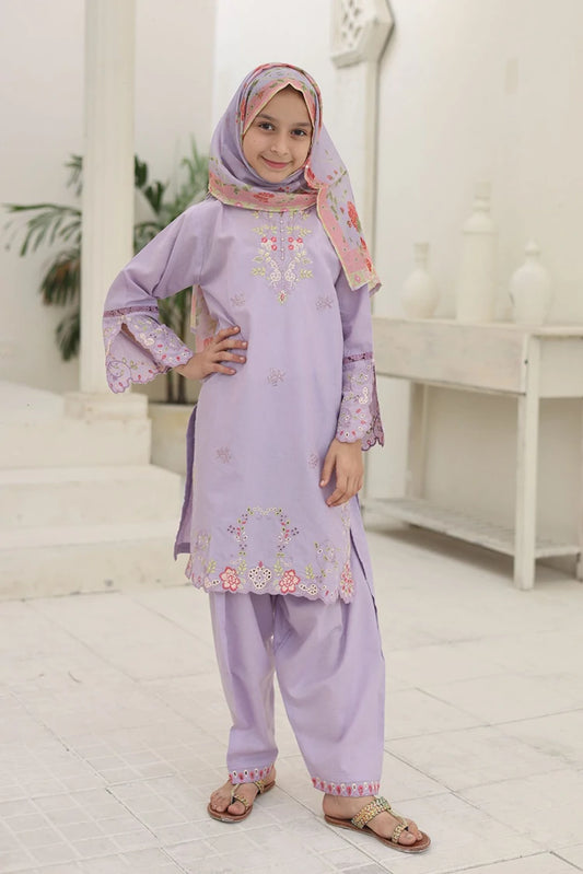 Suntex Fabrics - 3 Piece Lawn Embroidered Suit - Pastel Lavender