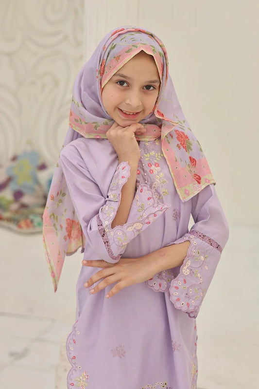 Suntex Fabrics - 3 Piece Lawn Embroidered Suit - Pastel Lavender
