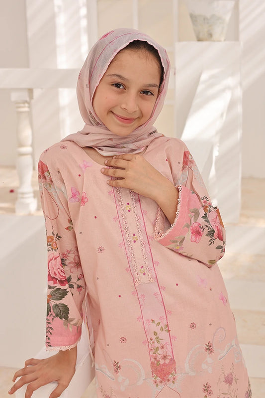 Picture of Suntex Fabrics - Blush Pink Printed Lawn Suit - 3 Piece - Available at Raja Sahib