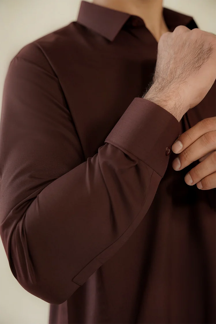 Picture of Divinely Crafted - Men Shalwar Kameez - Deep Maroon - Available at Raja Sahib