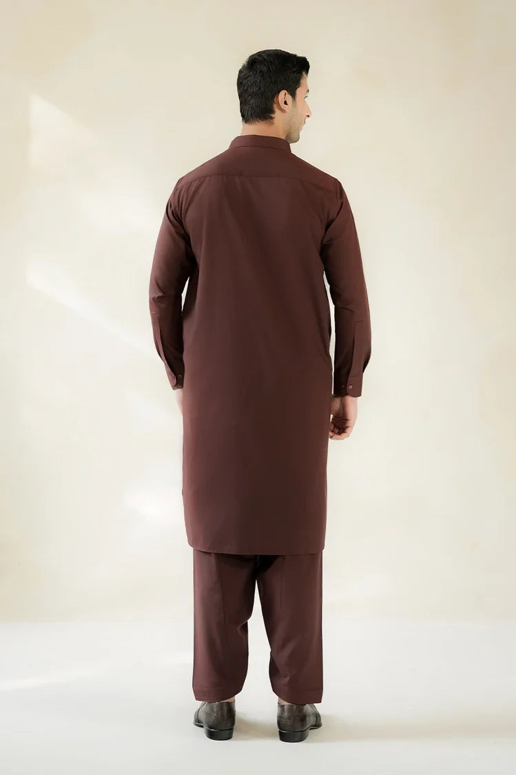 Picture of Divinely Crafted - Men Shalwar Kameez - Deep Maroon - Available at Raja Sahib