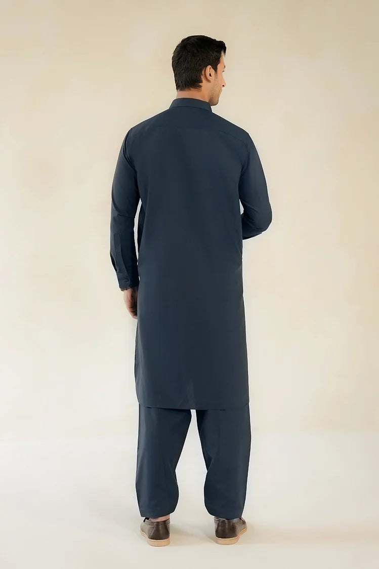 Picture of Divinely Crafted - Men Shalwar Kameez - Navy - Available at Raja Sahib