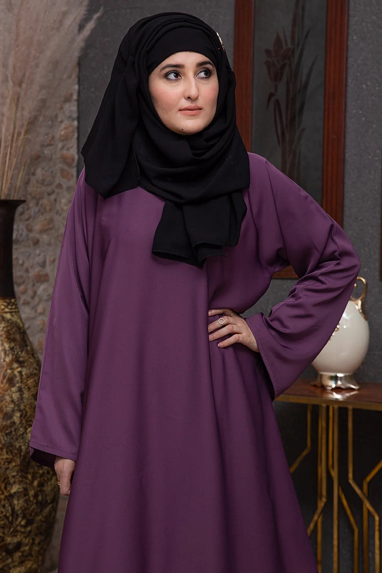 Picture of Malbus - Abaya - Light Purple Plain Straight Closed - Available at Raja Sahib