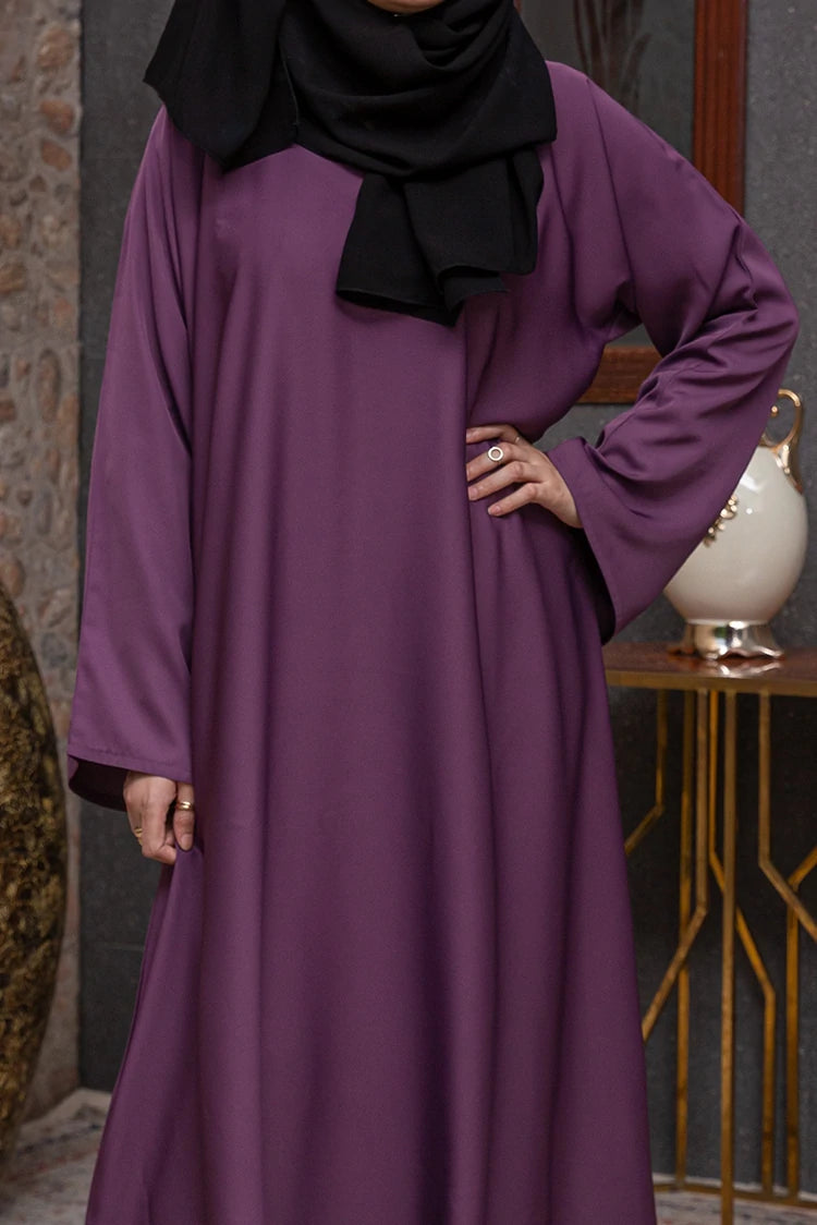 Picture of Malbus - Abaya - Light Purple Plain Straight Closed - Available at Raja Sahib