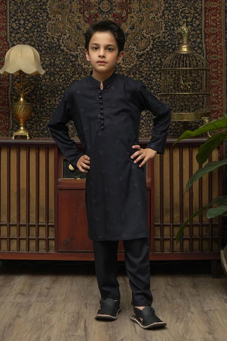 Picture of Maqsood Garments - Embroidered Kid's Wash & Wear Kameez Shalwar - Blue - Available at Raja Sahib