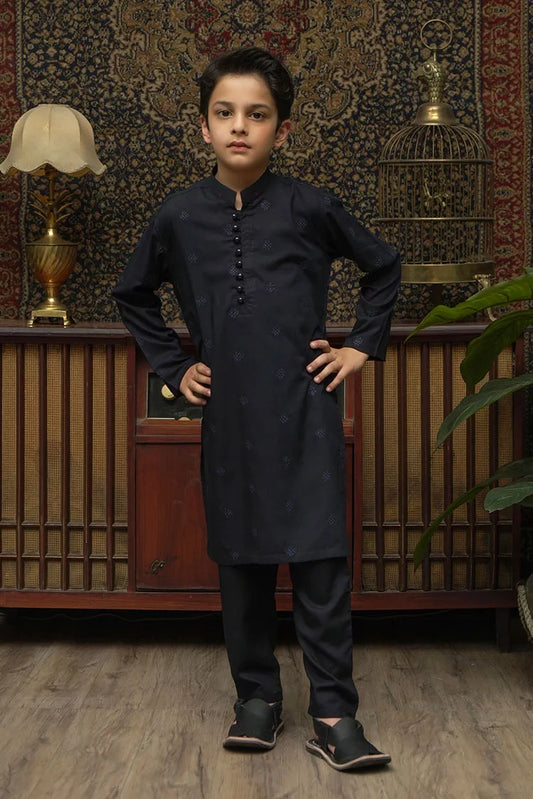 Picture of Maqsood Garments - Embroidered Kid's Wash & Wear Kameez Shalwar - Blue - Available at Raja Sahib