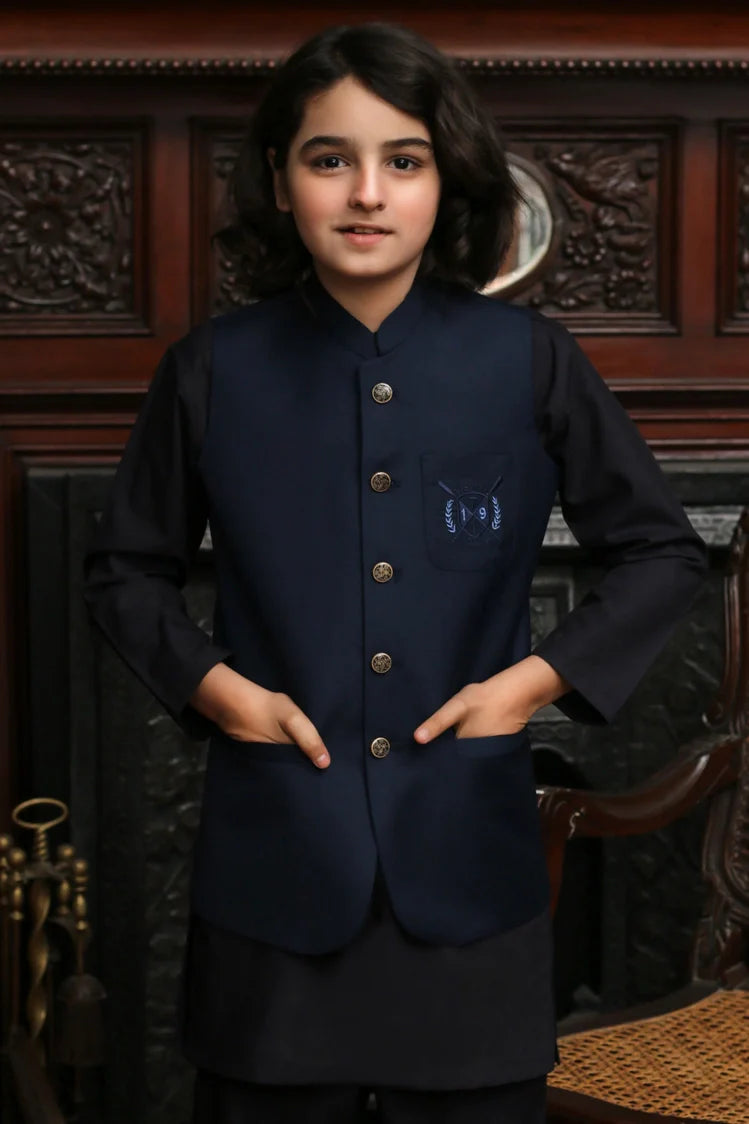 Picture of Maqsood Garments - Tropical Kid's Waistcoat - Blue - Available at Raja Sahib