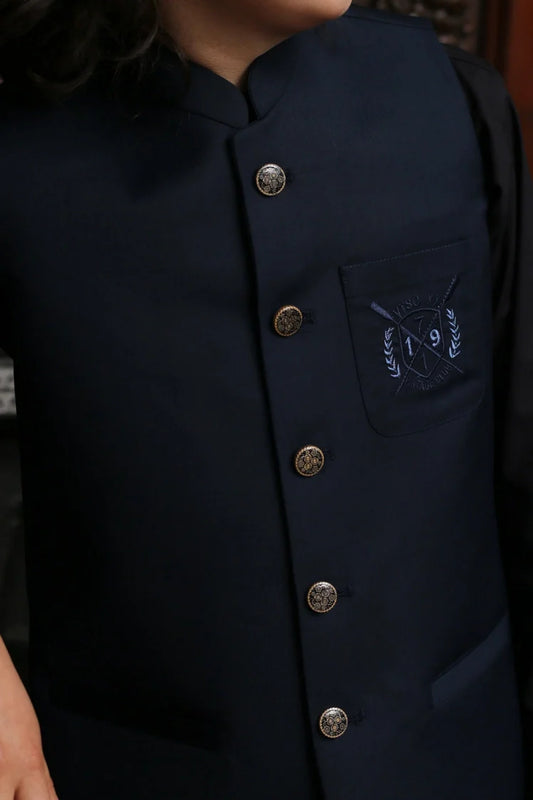 Picture of Maqsood Garments - Tropical Kid's Waistcoat - Blue - Available at Raja Sahib