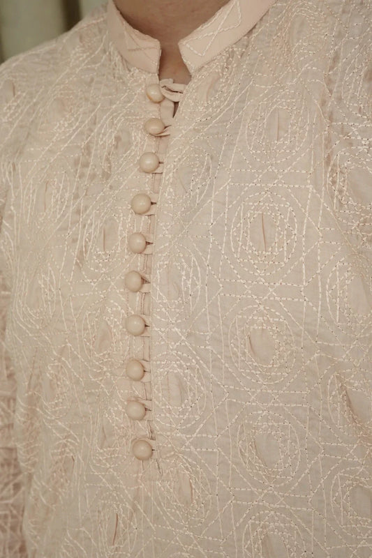 Picture of Maqsood Garments - Kid's Cotton Kameez Shalwar - Cream - Available at Raja Sahib