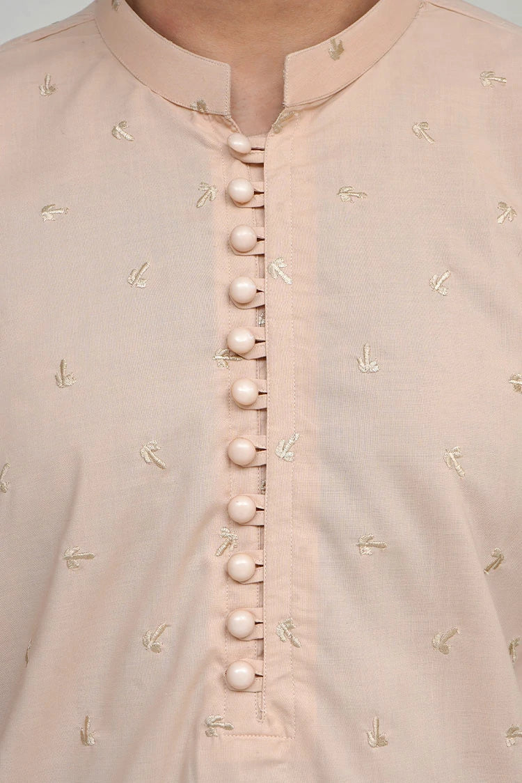 Picture of Maqsood Garments - Embroidered Wash & Wear Kid's Kameez Shalwar - Cream - Available at Raja Sahib