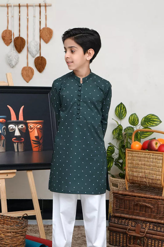 Maqsood Garments - Kid's Cotton Kurta - Green