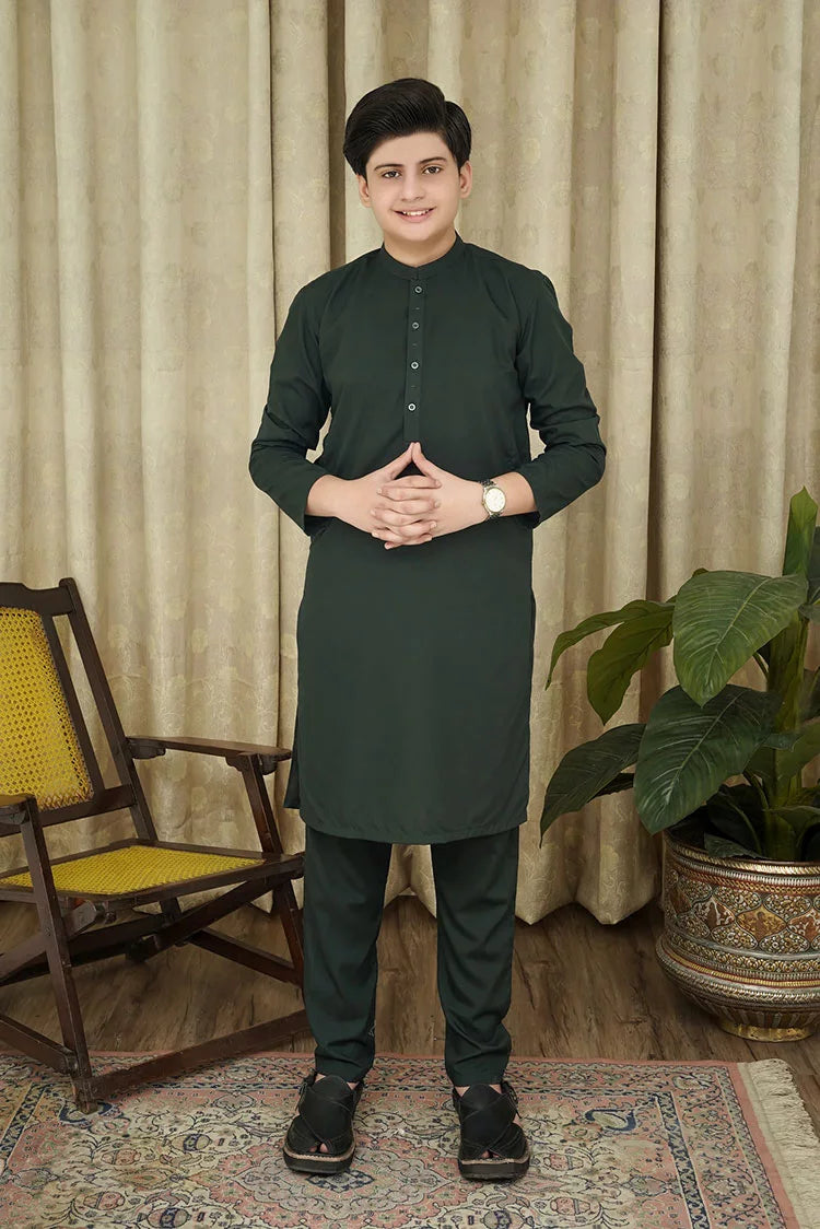 Picture of Maqsood Garments - Kid's Wash & Wear Kameez Shalwar - Green - Available at Raja Sahib
