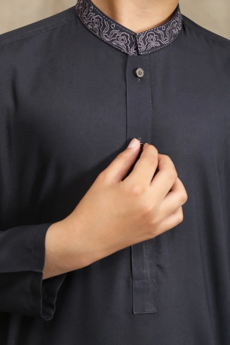 Picture of Maqsood Garments - Kid's Wash & Wear Kurta - Grey - Available at Raja Sahib