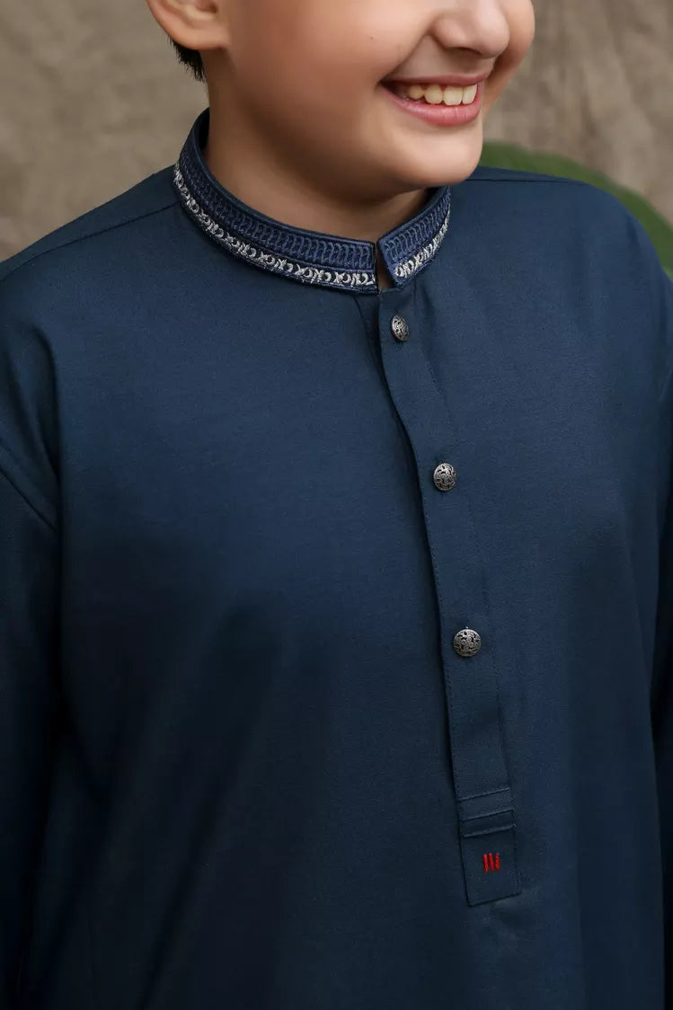 Picture of Maqsood Garments - Kid's Wash & Wear Kurta - Stone Blue - Available at Raja Sahib