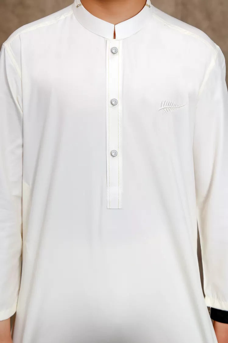 Picture of Maqsood Garments - Kid's Kameez Shalwar - Boski Off-White - Available at Raja Sahib