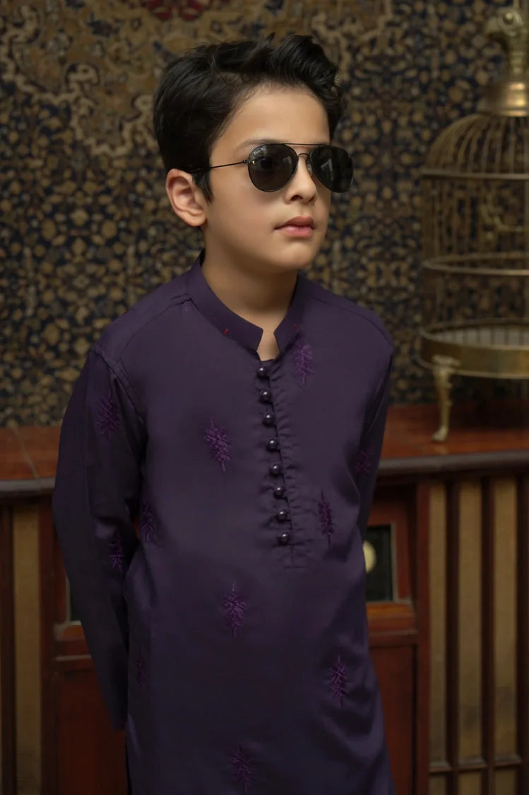 Picture of Maqsood Garments - Kid's Wash & Wear Kameez Shalwar - Purple - Available at Raja Sahib